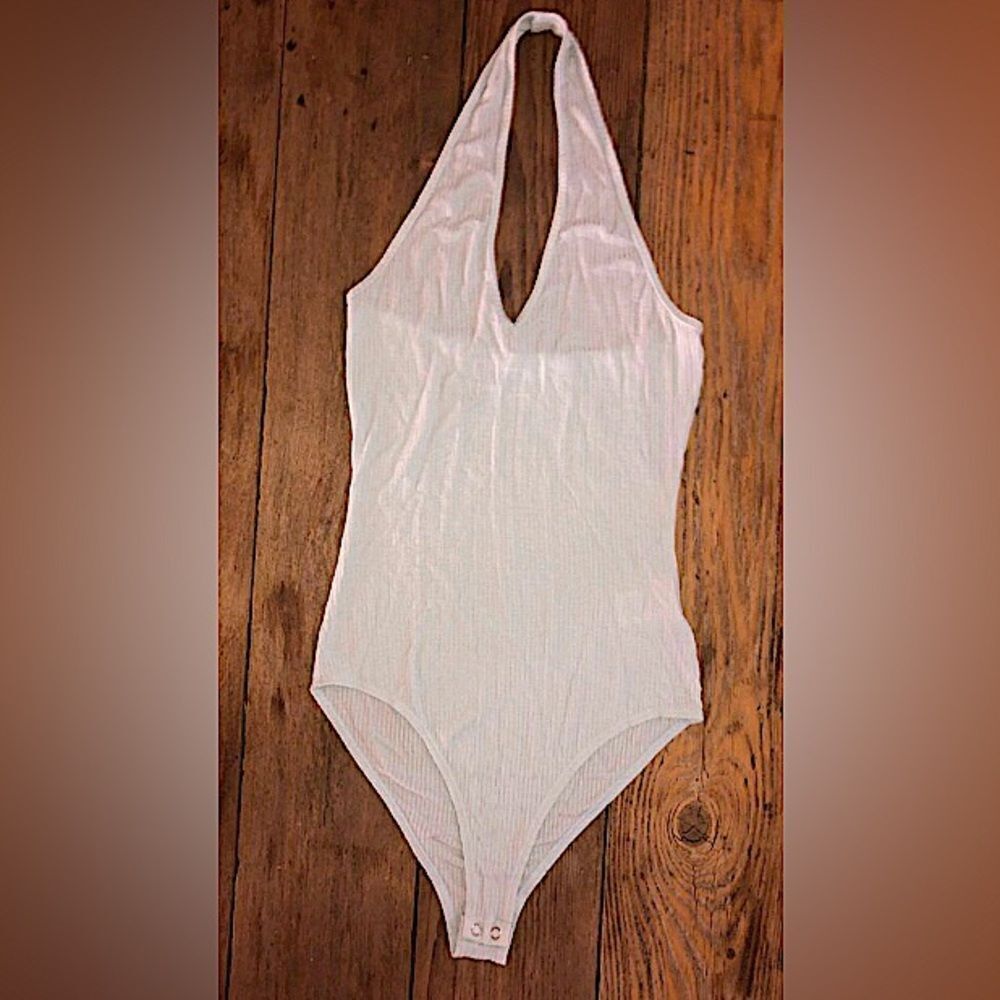 💕5️⃣for25 Double zero very Light blue/green thin halter top body suit Sz small